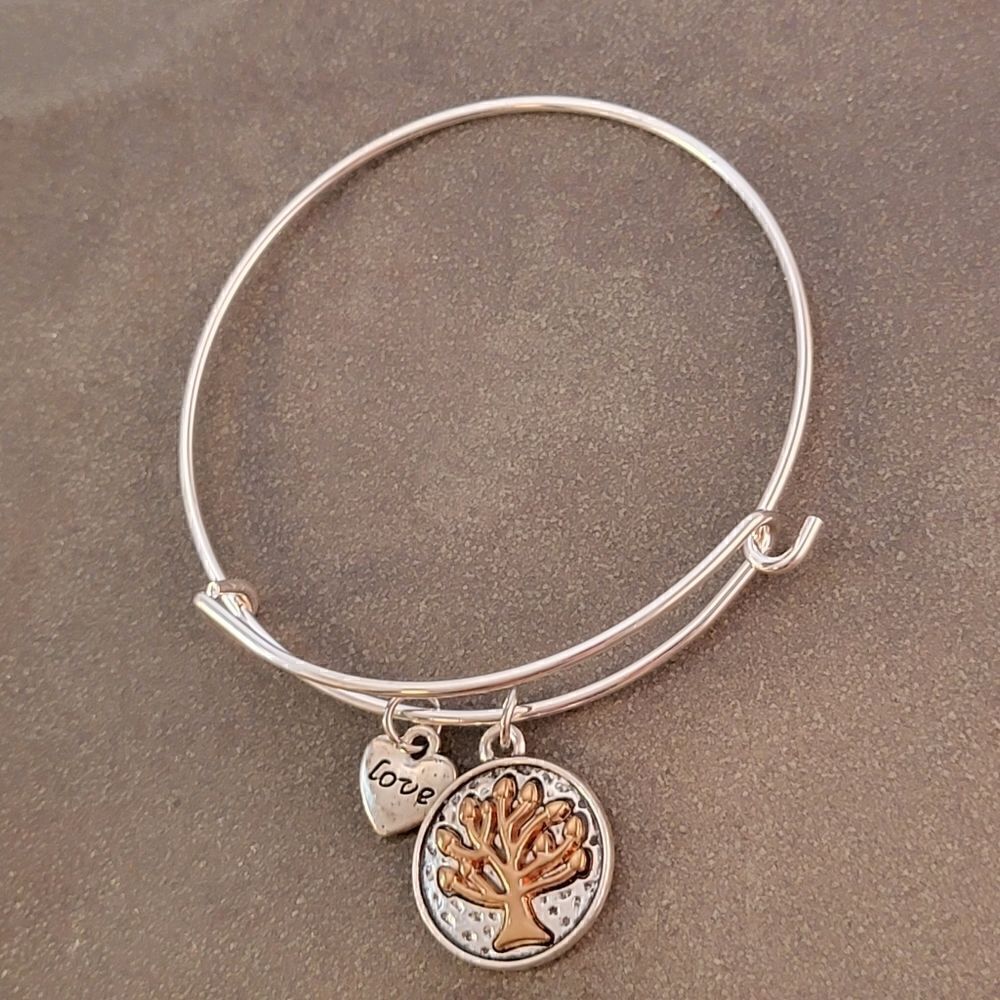 NEW Silver Tree of Life Love Heart Expandable Charm Bracelet - Picture 5 of 6